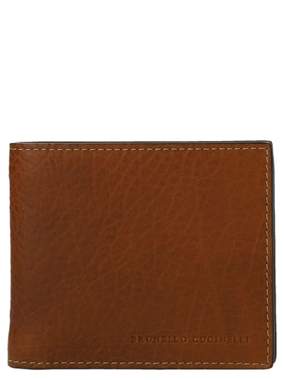Shop Brunello Cucinelli Embossed Logo Wallet In Brown