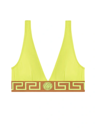 Shop Versace Bikini Top With Greek In Giallo