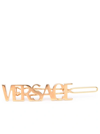 Shop Versace Brass Clasp In Gold