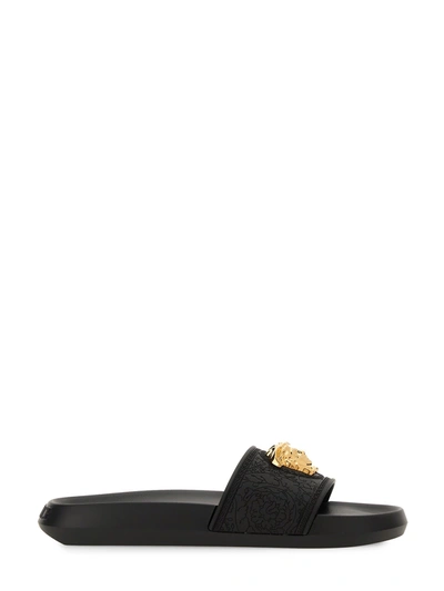 Shop Versace Slide Sandal In Nero
