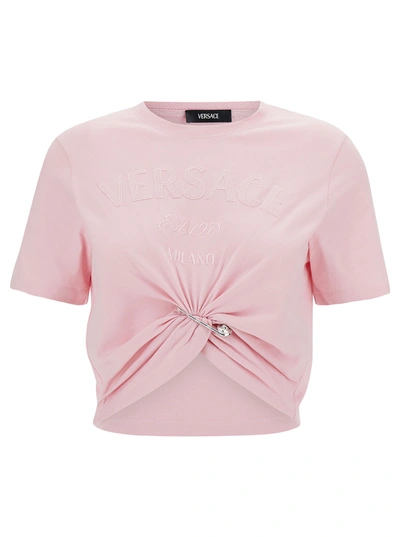 Shop Versace T-shirt Pin In Pink