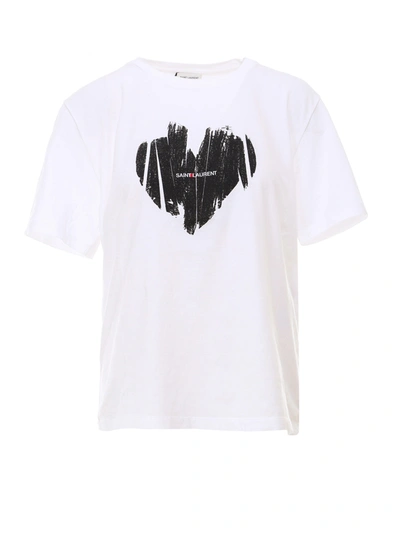 Shop Saint Laurent T-shirt In White