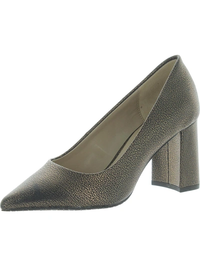 Shop Nydj Elysia Womens Leather Block Heel Pumps In Grey