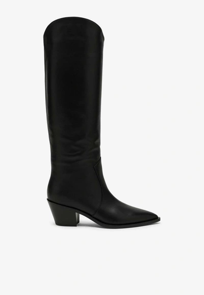 Shop Gianvito Rossi 70 Knee-high Leather Boot In Black