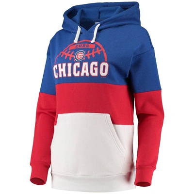 Shop G-iii Sports By Carl Banks Royal/red Chicago Cubs Block And Tackle Colorblock Pullover Hoodie