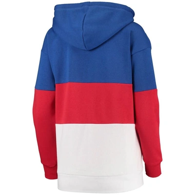 Shop G-iii Sports By Carl Banks Royal/red Chicago Cubs Block And Tackle Colorblock Pullover Hoodie