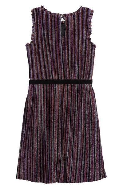 Shop Ava & Yelly Shimmer Stripe Shift Dress In Multi Black