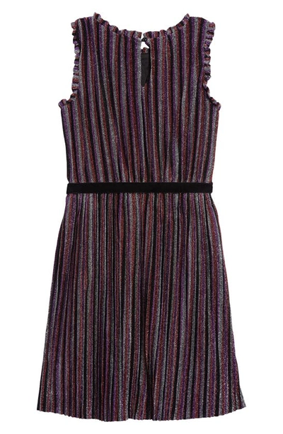 Ava & Yelly Shimmer Stripe Shift Dress In Multi Black