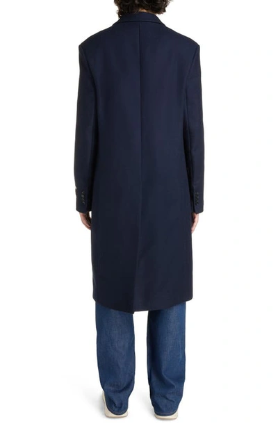 Shop Acne Studios Couture Label Wool Felt Coat In Dark Navy