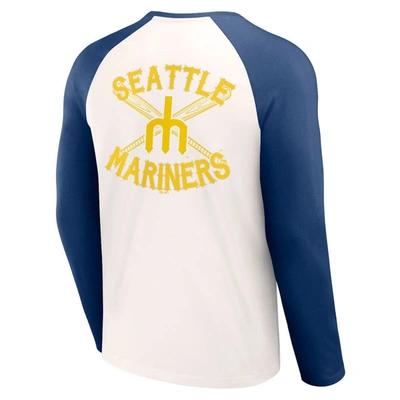 Shop Darius Rucker Collection By Fanatics White/navy Seattle Mariners Team Color Raglan T-shirt