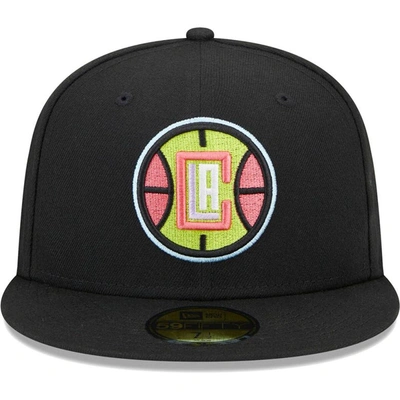 Shop New Era Black La Clippers Color Pack 59fifty Fitted Hat