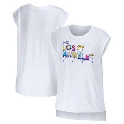 Shop Wear By Erin Andrews White Los Angeles Rams Greetings From Muscle T-shirt