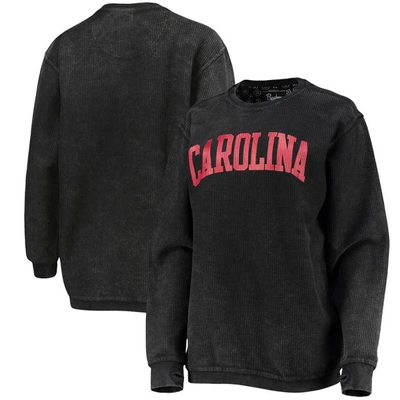Pressbox Black South Carolina Gamecocks Comfy Cord Vintage Wash Basic Arch Pullover Sweatshirt In Black
