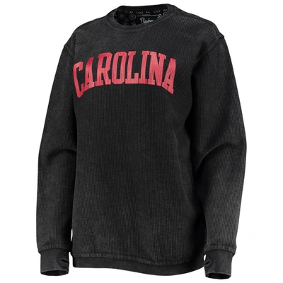 Pressbox Black South Carolina Gamecocks Comfy Cord Vintage Wash Basic Arch Pullover Sweatshirt In Black