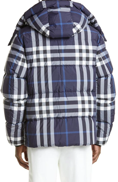 Shop Burberry Larrick Quilted Check Jacket In White/ Blue Check