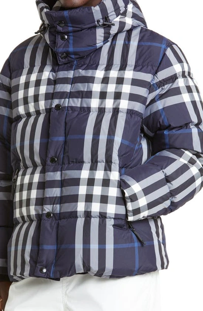 Shop Burberry Larrick Quilted Check Jacket In White/ Blue Check