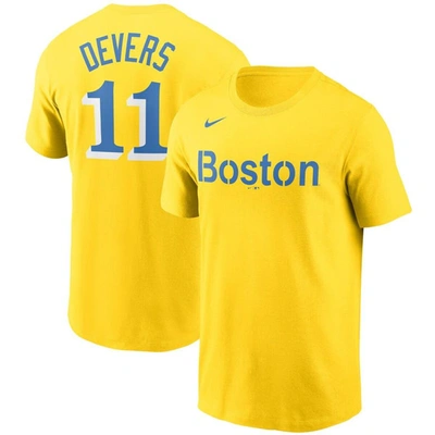 Shop Nike Rafael Devers Gold Boston Red Sox City Connect Name & Number T-shirt