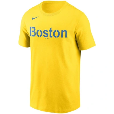Shop Nike Rafael Devers Gold Boston Red Sox City Connect Name & Number T-shirt