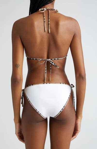 Shop Burberry Mata Check Trim Two-piece Swimsuit In White