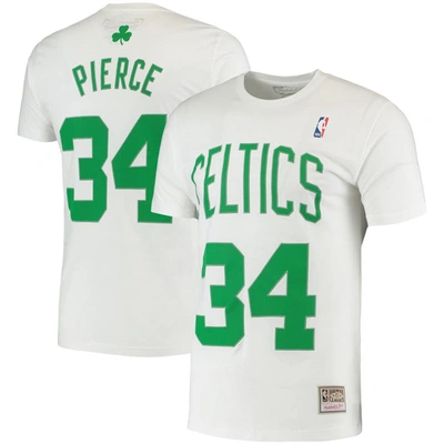 Shop Mitchell & Ness Paul Pierce White Boston Celtics Hardwood Classics Stitch Name & Number T-shirt