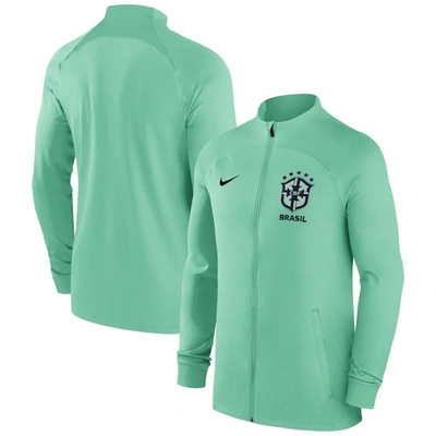 Shop Nike Brazil National Team Green Strike Raglan Full-zip Performance Track Jacket