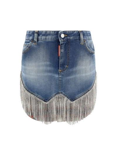 Shop Dsquared2 Denim Mini Skirt In 470