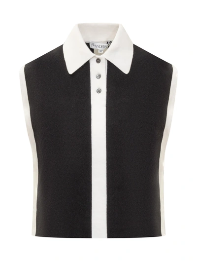 Shop Jw Anderson J.w. Anderson Layered Contrast Polo In Black
