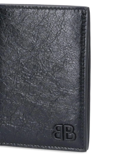 Shop Balenciaga Bi-fold Wallet Monaco In Black