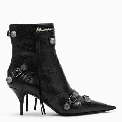 Shop Balenciaga Black Leather Cagole Ankle Boot In Black Pallad