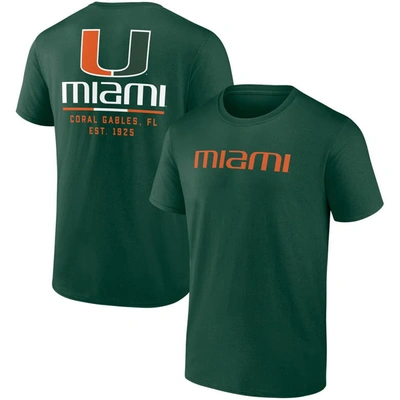 Shop Fanatics Branded Green Miami Hurricanes Game Day 2-hit T-shirt
