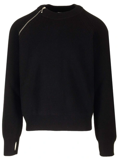 Shop Burberry Zip Detail Sweatshirt In Black