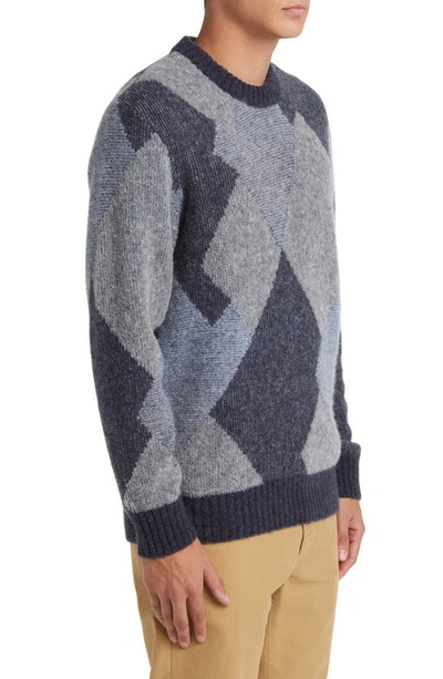 Shop Nn07 Brady 6531 Jacquard Wool Blend Crewneck Sweater In Grey Melange