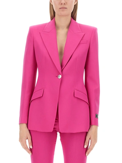 Shop Versace Single-breasted Jacket Medusa In Fucsia
