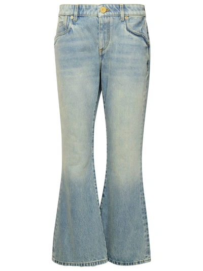 Shop Balmain Blue Cotton Jeans In Ff Bleu Jean