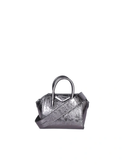 Shop Givenchy Antigona Toy Silver Bag In Metallic