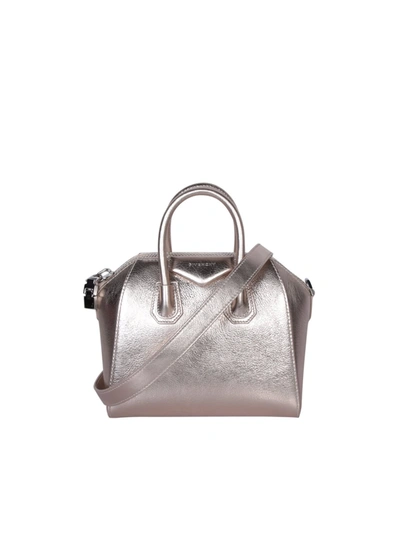 Shop Givenchy Antigona Mini Gold Bag In Metallic