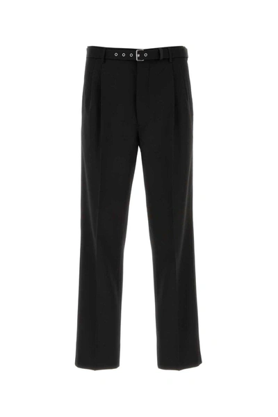 Shop Prada Mid-rise Belted Straight-leg Trousers In Nero