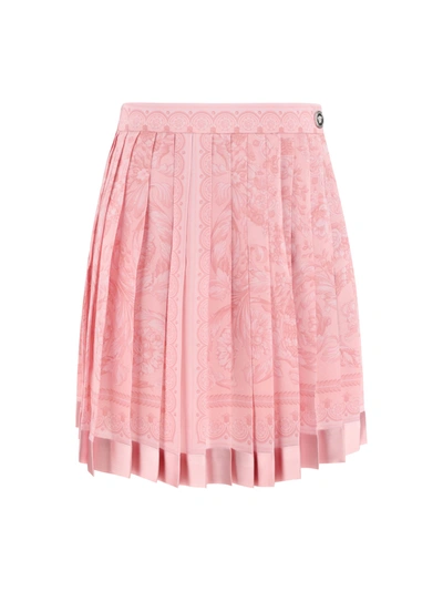 Shop Versace Mini Skirt In Pale Pink
