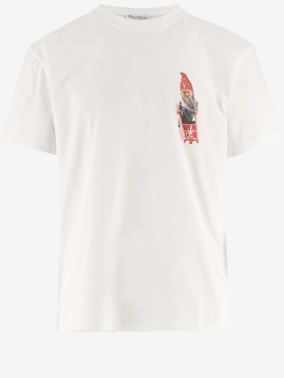 Shop Jw Anderson J.w. Anderson Cotton T-shirt With Graphic Print And Logo In White