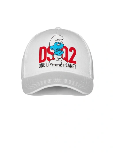 Shop Dsquared2 White Cotton Smurfs Baseball Cap