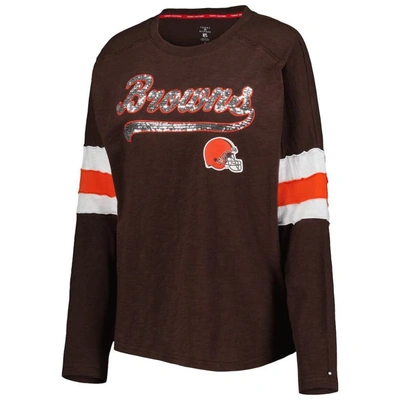 Shop Tommy Hilfiger Brown Cleveland Browns Justine Long Sleeve Tunic T-shirt