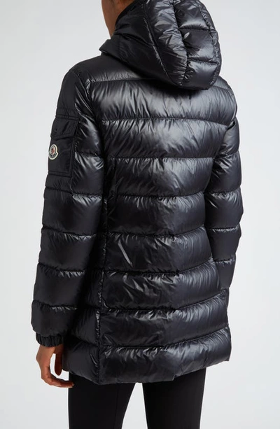 Moncler Courcelles Glossed Shell Parka Coat In Black