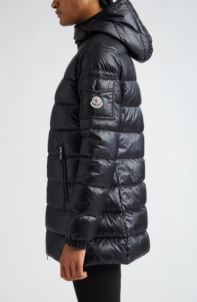 Moncler Courcelles Glossed Shell Parka Coat In Black