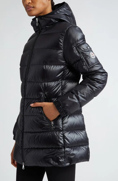 Moncler Courcelles Glossed Shell Parka Coat In Black