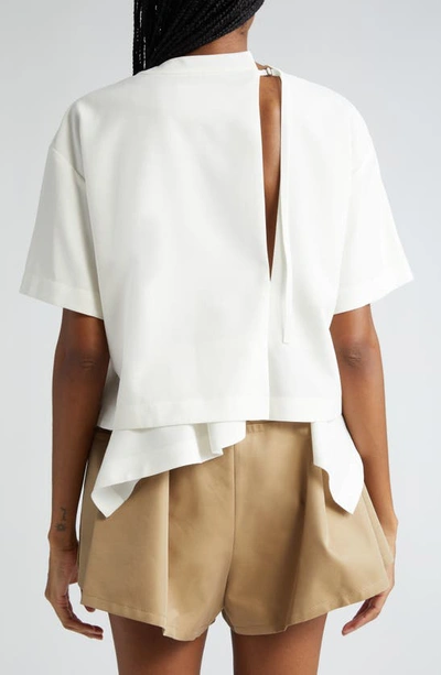 Shop Sacai Asymmetric Crop T-shirt In Off White