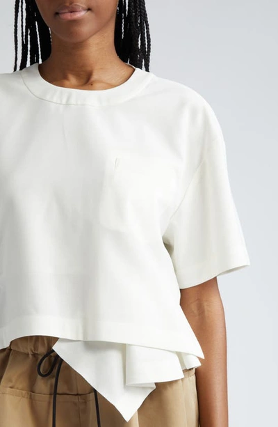 Shop Sacai Asymmetric Crop T-shirt In Off White
