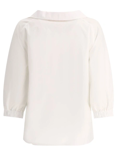 Shop Marni Poplin Top With Shirt Collar In White