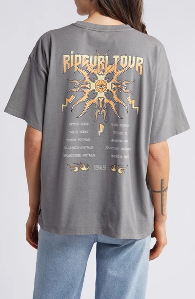 Shop Rip Curl Tour Heritage Oversize Logo Graphic T-shirt In Charcoal