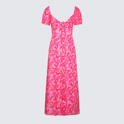 Shop Rixo London Rixo Pink Multicolour Linen-viscose Blend Briella Dress In Sunflower Fuschia