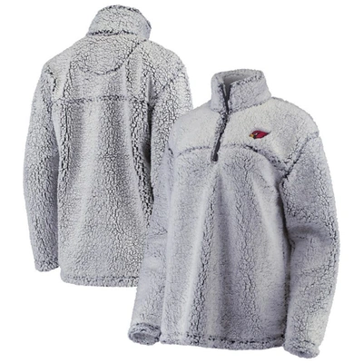 Shop G-iii 4her By Carl Banks Gray Arizona Cardinals Sherpa Quarter-zip Pullover Jacket